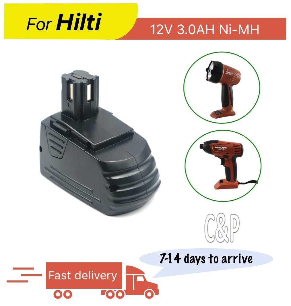 Batteria C&P per Hilti 12V Pin 3.0AH Ni-MH Batteria adatta per utensili SID121 SIW121 e SFL 12/15 SFB121 SF-121A SFB126