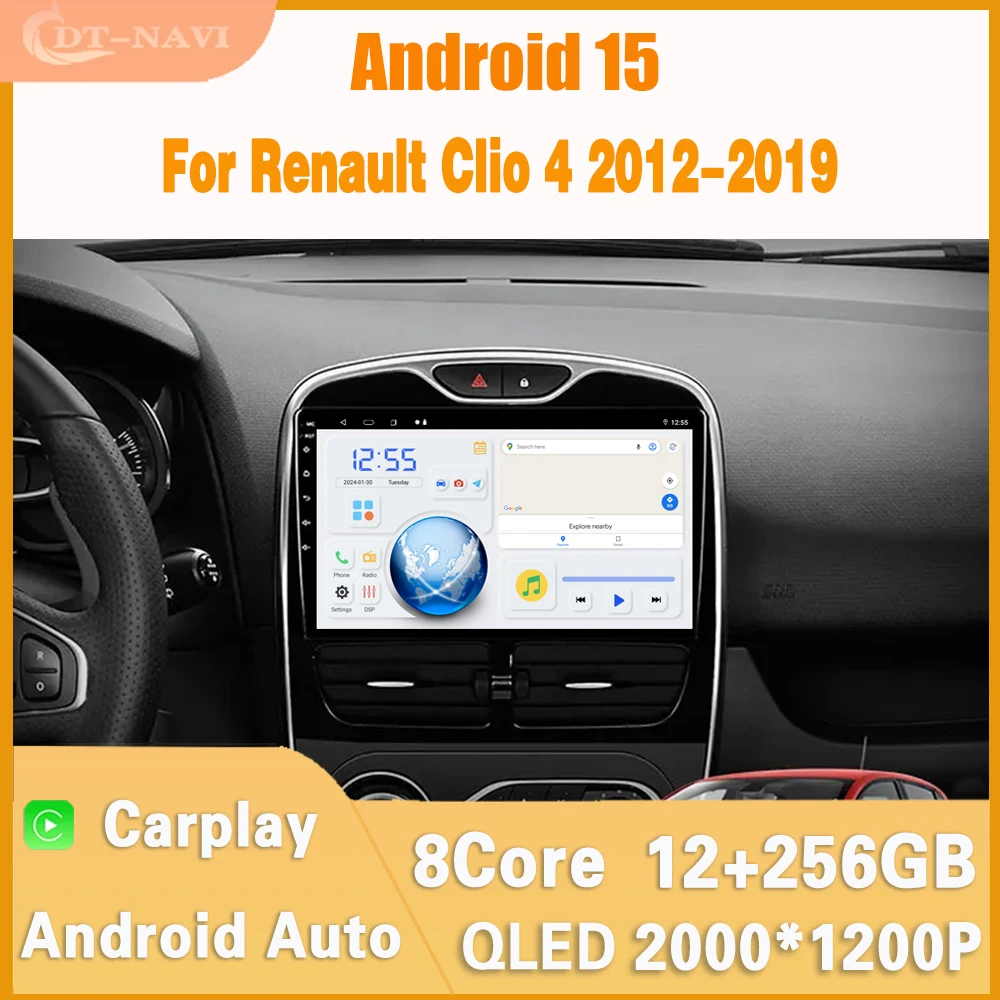 

Android 15 Car Radio For Renault Clio 4 2012-2019 Car Multimedia Video Player Navigation GPS Stereo Wireless Carplay 4G no 2 din