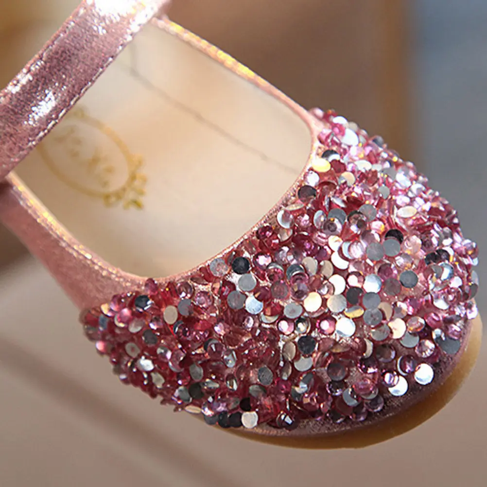 Toddler Dress Shoes Girl For Kids Party Shoes Girl Flower PU Rhinestone Dancing Fashion Single Size Elegant