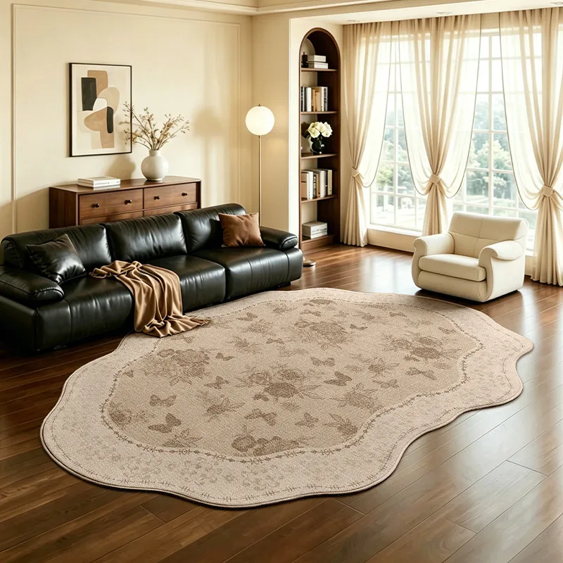 Retro French Style Carpets for Living Room Light Luxury Bedroom Decor Carpet Irregular Shape Bedside Rug Home Thicken Floor Mat
