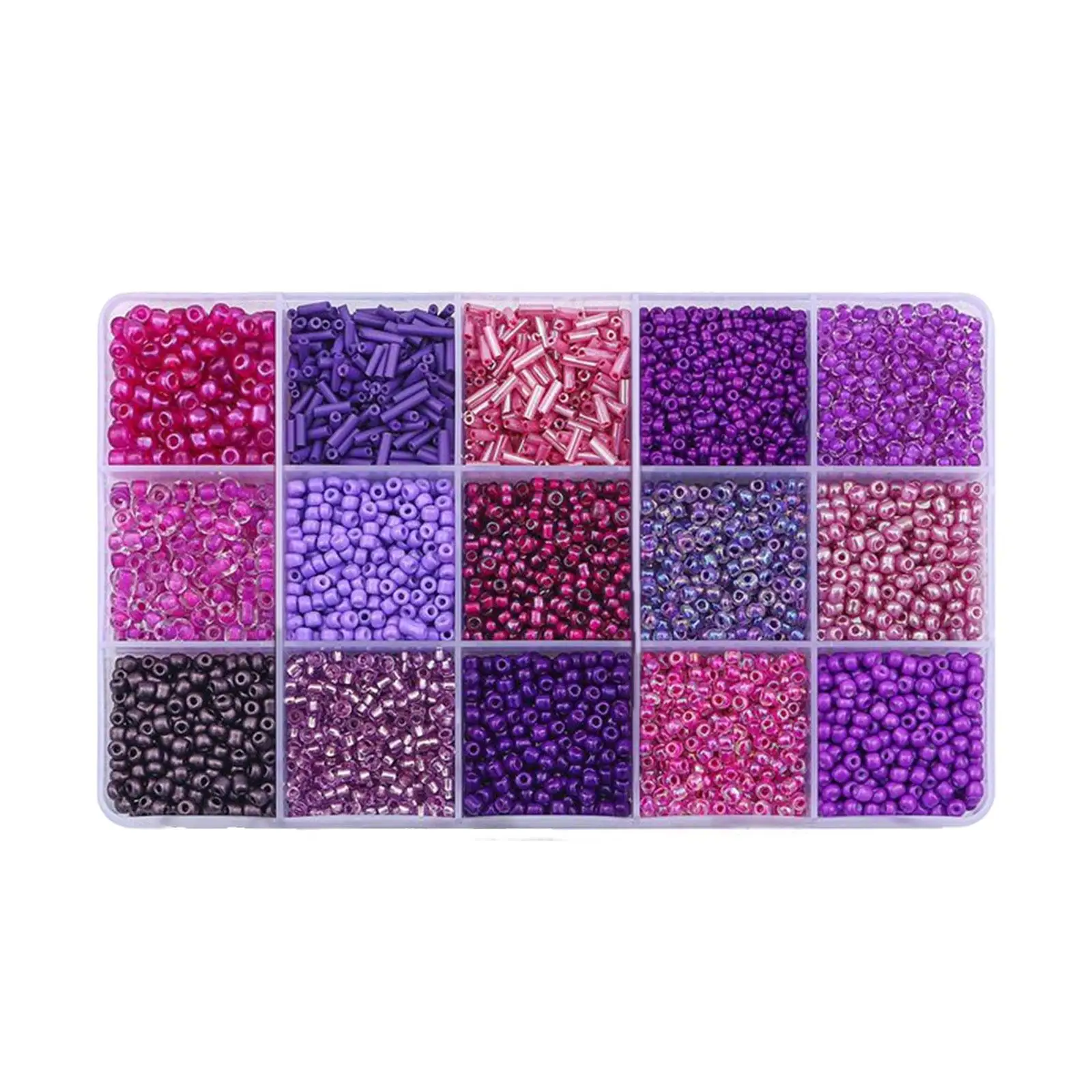 15 Colors Glass Beads Set for Bracelet Making Spacer Loose Beads with Storage Box Tube Beads Kit for DIY Craft Necklace Charms