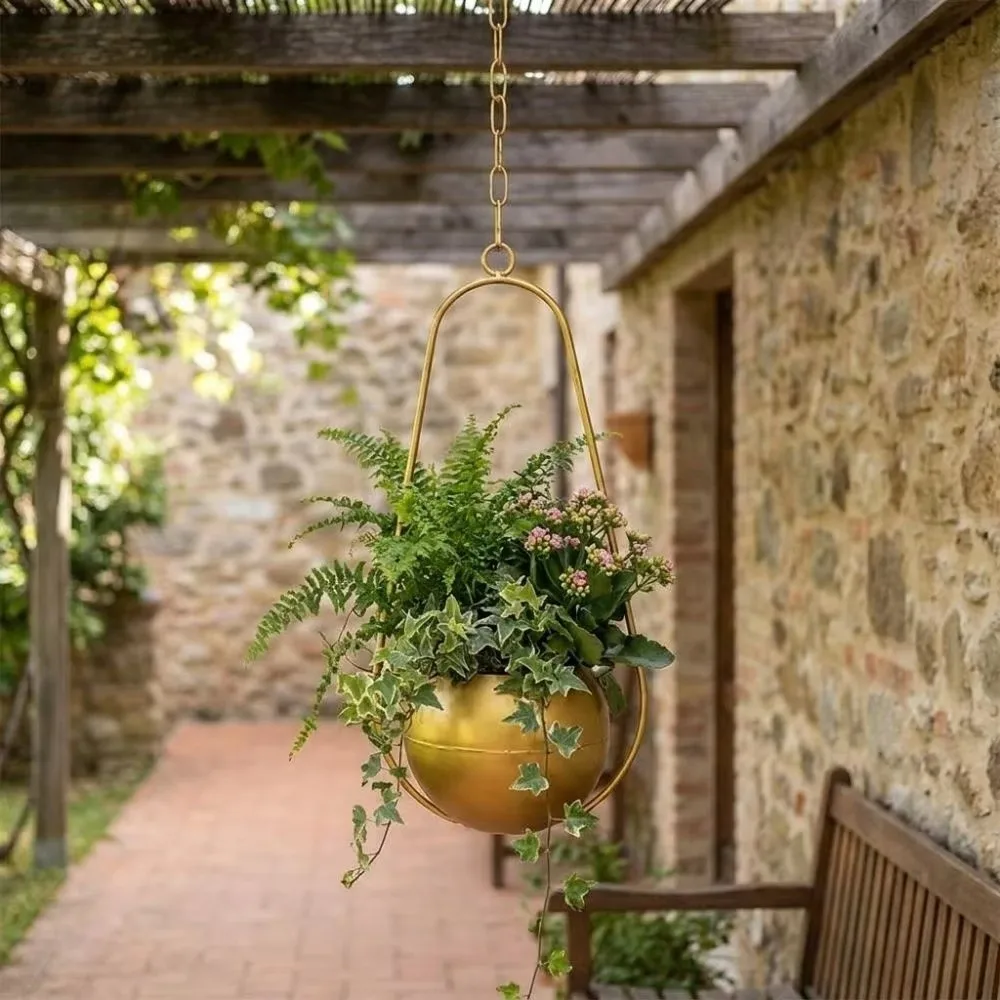 Simple Iron Plant Pot Hanging Bucket with Hook Hanging Flower Pot Succulent Plant Flowerpot Home Decoration