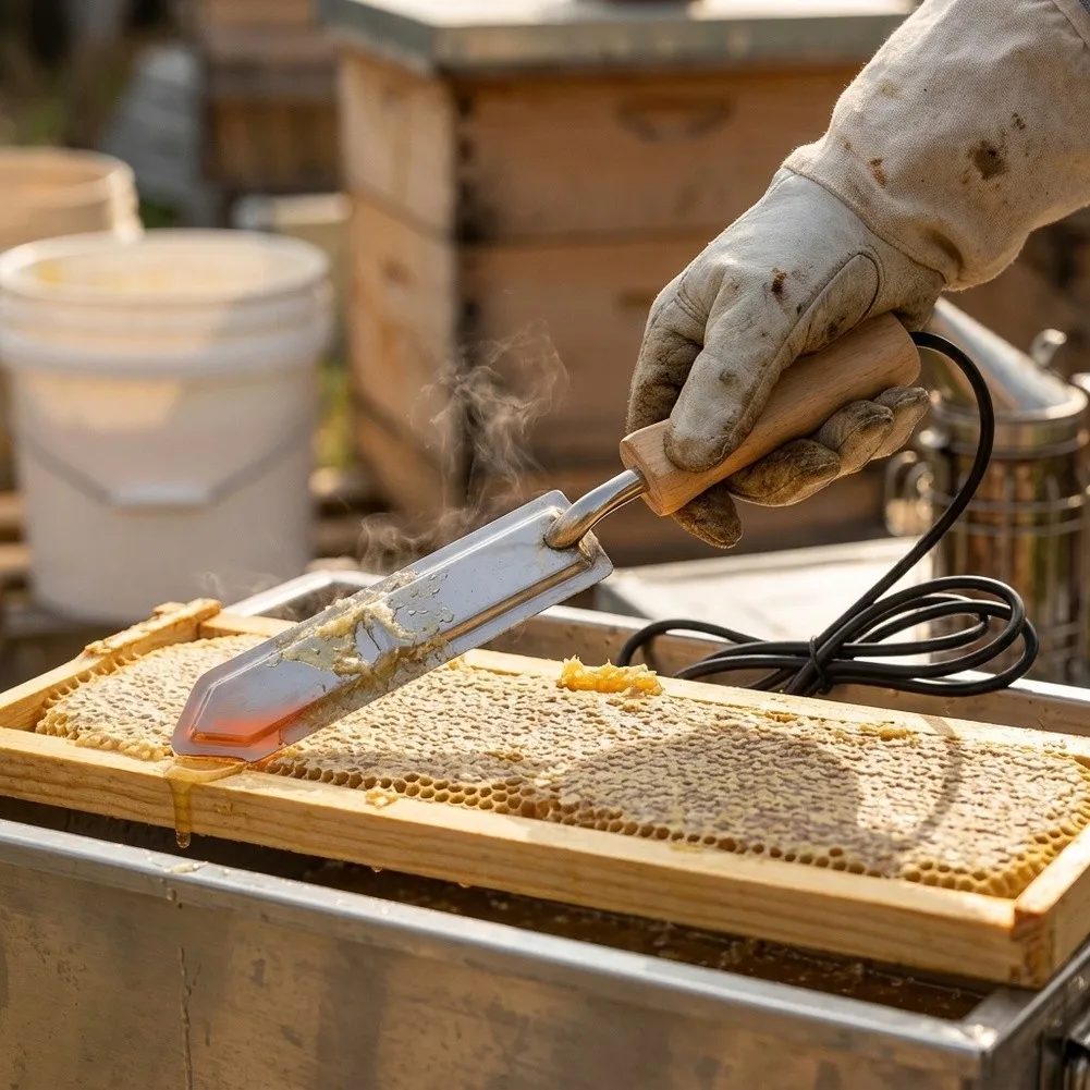 Electric For Beekeeping Uncapping - Heated Cutting Tool with 440mm Length and Wood + 304 Stainless Steel Build
