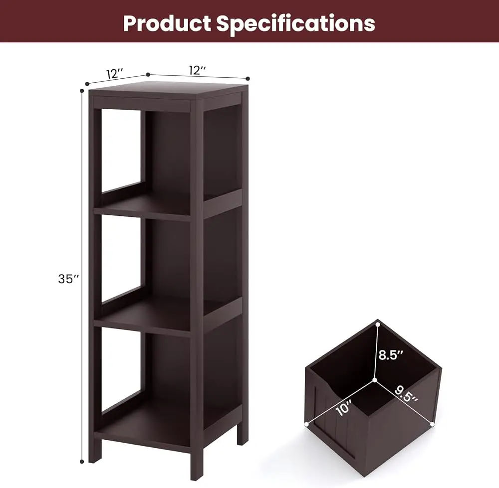 

Bathroom Floor Cabinet, Multifunctional Cabinet with 2 Removable Drawers & Open , Tower Cabinet with Anti-Tilt Design for