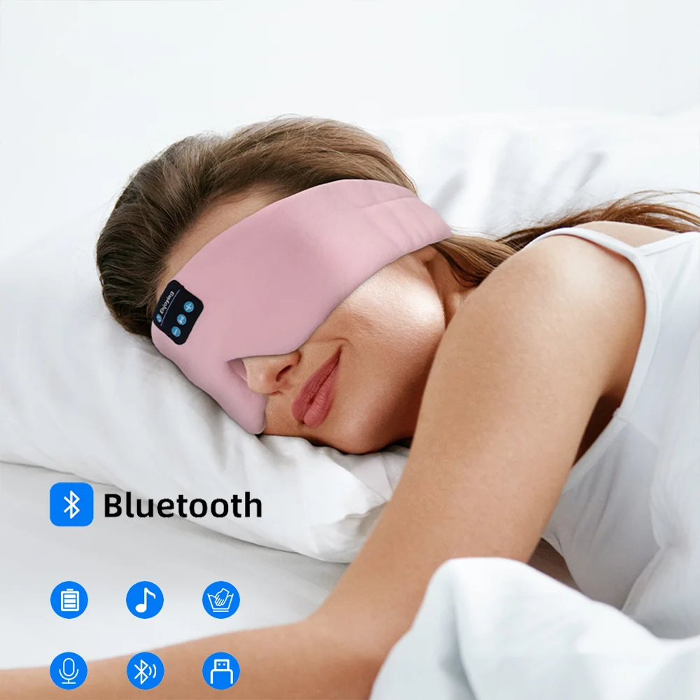 Sleep Mask with Soft Wireless Headphones Bluetooth Headband Eye Mask Light Blocking Mask Adjustable Eye Mask with Speaker