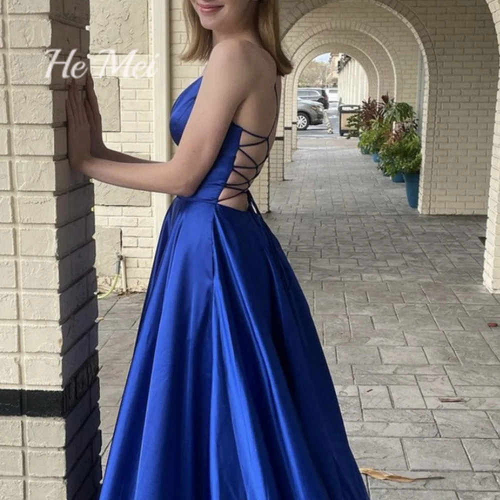 Elegant Prom Dresses Simple A Line Spaghetti Straps Customized Party Gowns Backless V-NeckEvening Dress Vestidos De Fiesta