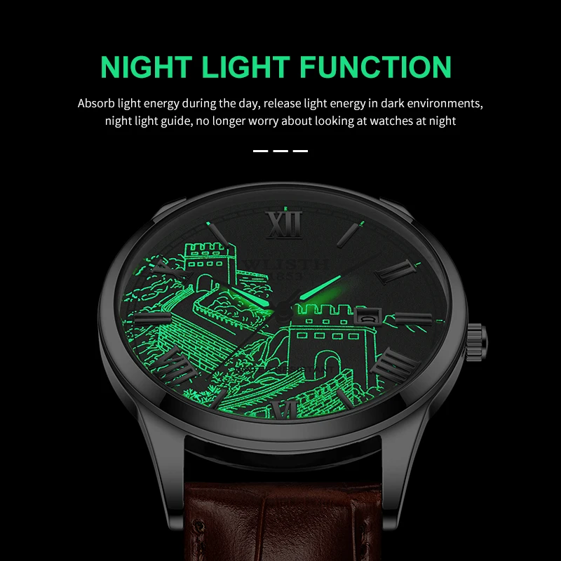 Relógios masculinos marca superior de luxo relógios quartzo para homem couro marrom esportes relógios pulso casual à prova dwaterproof água relogios masculino