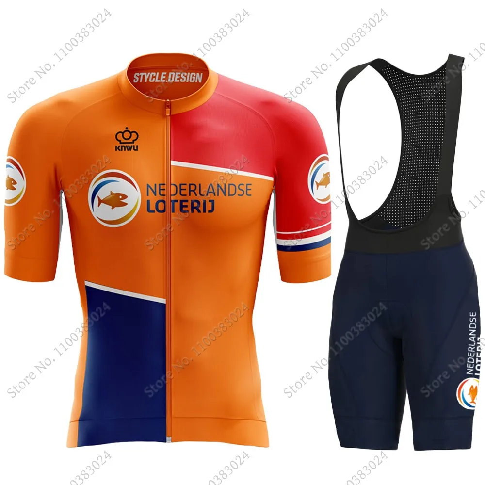 2023 Netherlands National Team Cycling Jersey Set Bicycle Clothing Road Bike Shirts Suit Bicycle Bib Shorts MTB Ropa Maillot