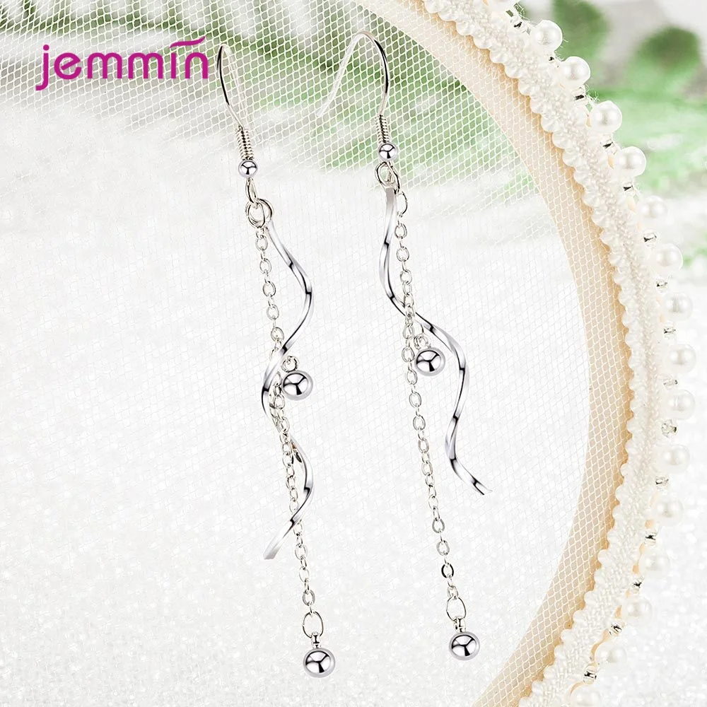 925 Sterling Silver Long Tassel Earrings Rotating Twisted Zircon Dangle Earing for Women Girl Wedding Party Fashion Jewelry Gift
