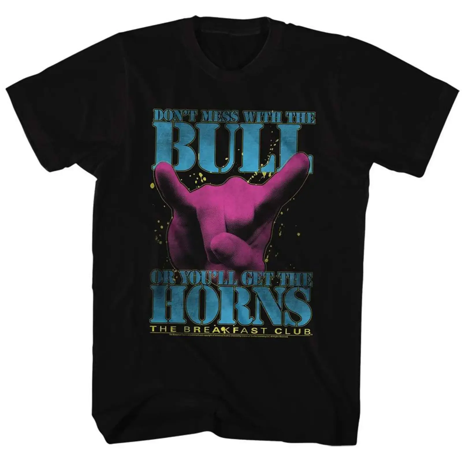 Breakfast Club Bull Horns Black Adult T Shirt vintage Washed Top For Everyday Wear designer clothes Comfortable Slightly