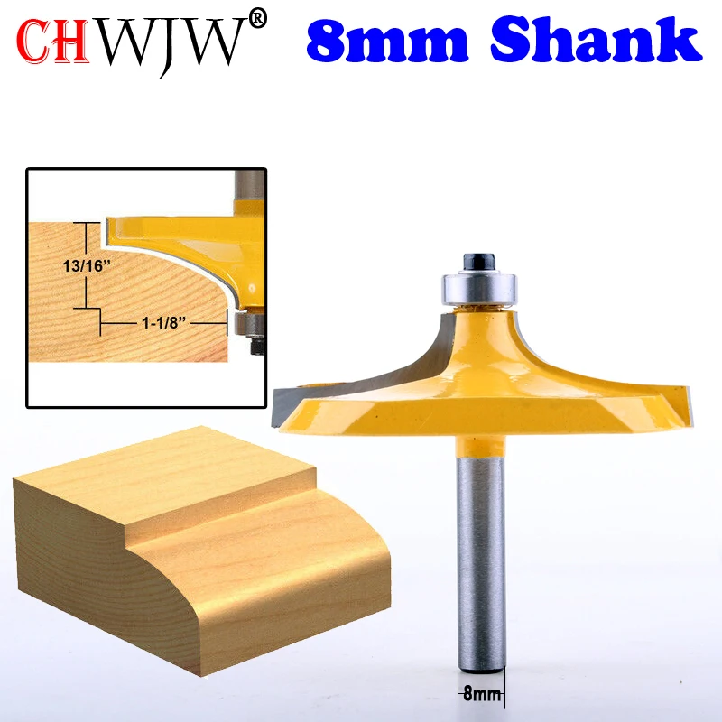 CHWJW 1PC 8mm Shank 2-3/4" Diameter Thumbnail Table Edge Router Bit Woodworking cutter Tenon Cutter for Woodworking Tools