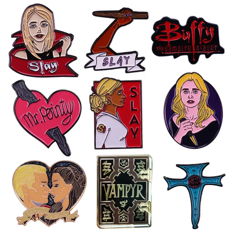 Buffy the Vampire Slayer Lapel Brooch Collect Feminist Metal Pins Backpack Collar Adorn Cartoon Badges Fashion Jewelry Gifts