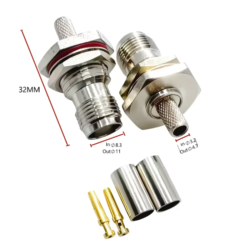 BNC Male Female Plug Jack RF Coax Connector Crimp for RG316 RG174 RG58 RG142 Cable Copper Nickelplated With Drawing NEW