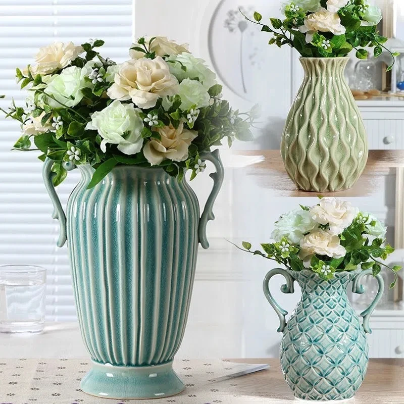 

American ceramic vase living room desktop flower arrangement creative European style porch TV cabinet decorative ornaments