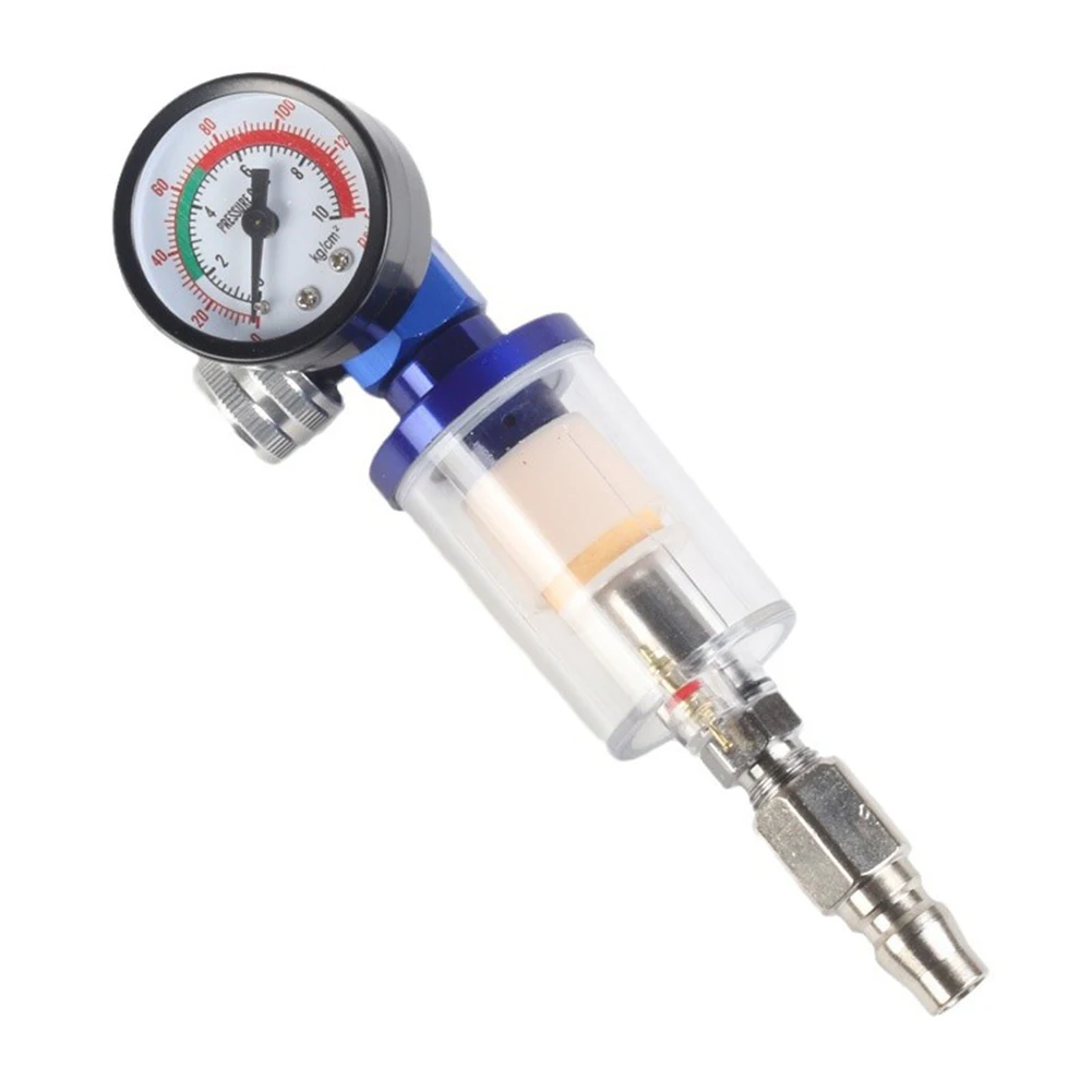 Air Regulator Gauge with Integrated Filter Bowl Oil-Water Separator and Adjustable Pressure Regulator for Spray Applications