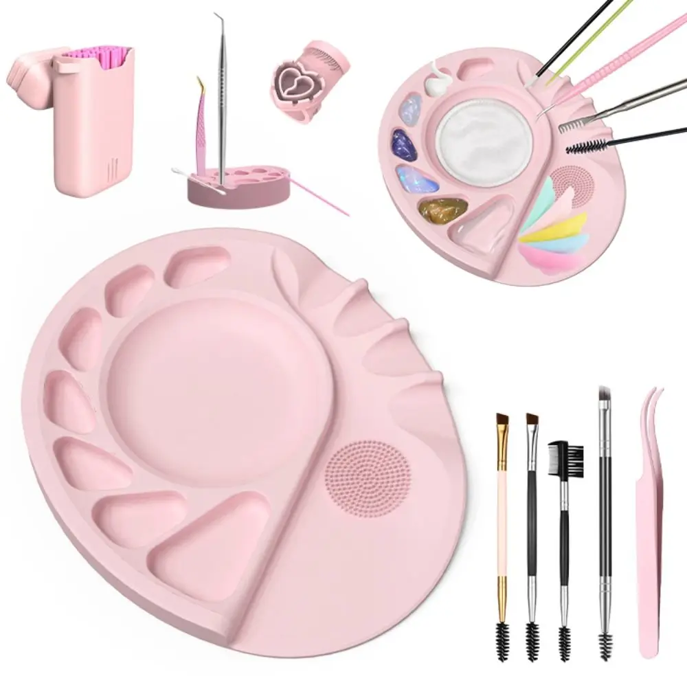 

Durable Silicone Makeup Mat Palette Multi Function Easy to Clean Foundation Palette Reusable Nail Beauty Tool Women Girls