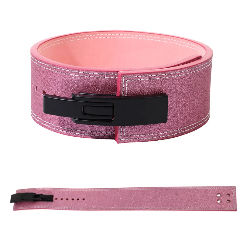 Women Weight Lifting Belt Shiny Design Powerlifting Lever Belt Gym Cowhide Fitness Belt for Deadlift Squat Strength Training