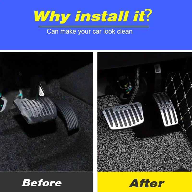 Car Accelerator Pedal Cover Decoration Gas Fuel Foot Brake Rest Panel Interior Accessories Parts For Geely EMGRAND 2022-2024