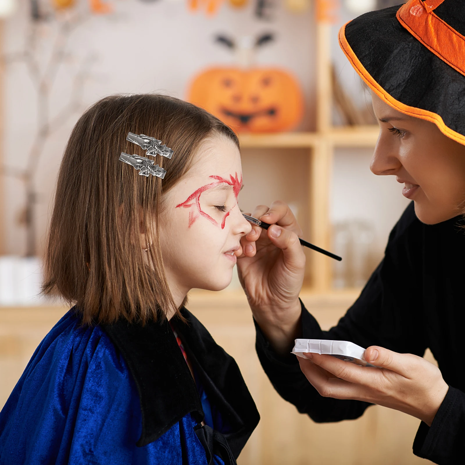 

2Pcs Halloween Skull Hair Clip Gothic Style Horror Hair Clips for Women Party Photography Props Accessory