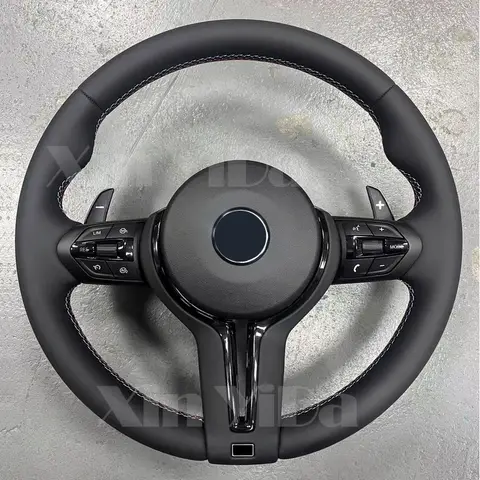 Black Leather M Sporty Steering Wheel For BMW F01 F30 F10 F11 F20 F21 F25 F31 F34 F32 F33 F36 F22 F23 F46 F35 F80 F36 M3 M5 M6