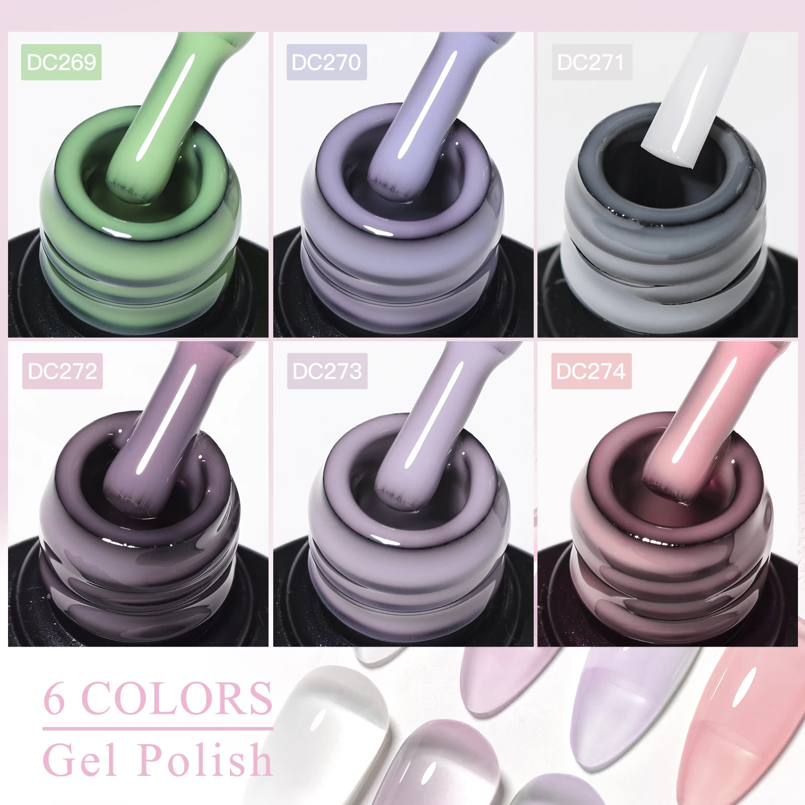 6PCS Mtssii Jelly Sea Glass เล็บเจลชุด 7ML Sea Blue Jelly GEL กึ่งโปร่งใส Soak Off UV LED เล็บเจล