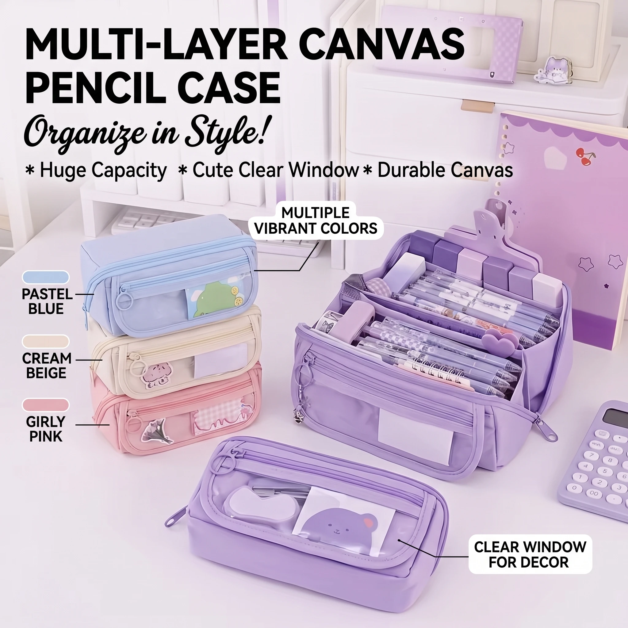 Large Capacity Pencil Case lightweight Multi-function Pencil Bag Student Stationery Case Student-Specific Stationery