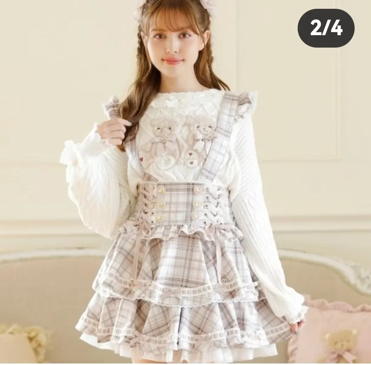 Sweater rajut beruang lucu Jepang, Sweater Lolita lengan panjang anak perempuan musim gugur dan musim dingin baru