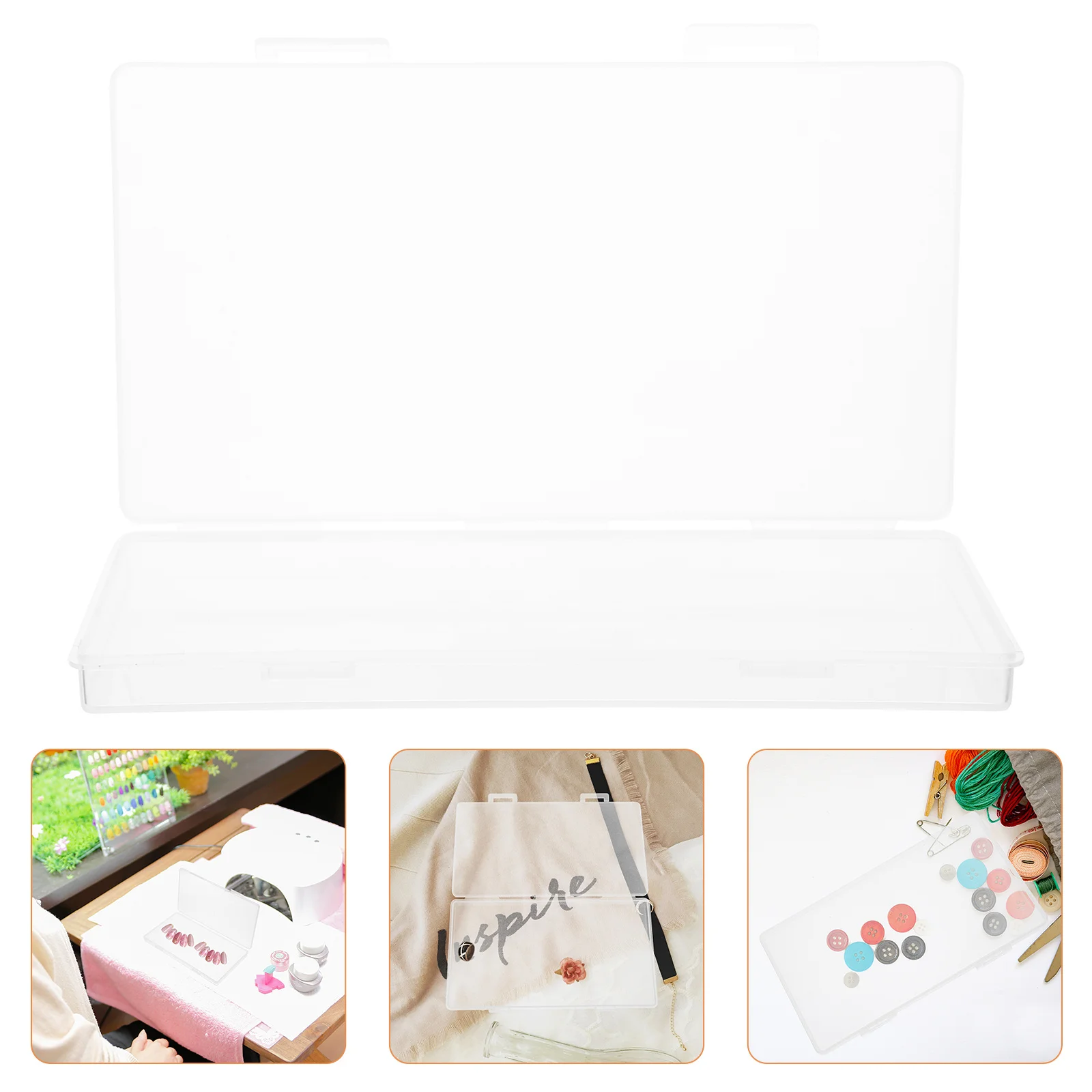 

2Pcs Manicure Storage Boxes Nail Art Organizer Clear Small Bead Container Jewelry Storage Case Portable Rhinestone Box