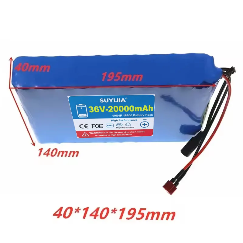 36V 20Ah 10S4P 18650 Lithium Battery Pack Built-in BMS for 500W 750W Skateboard Scooter Longboard Commuting Tool Replacement