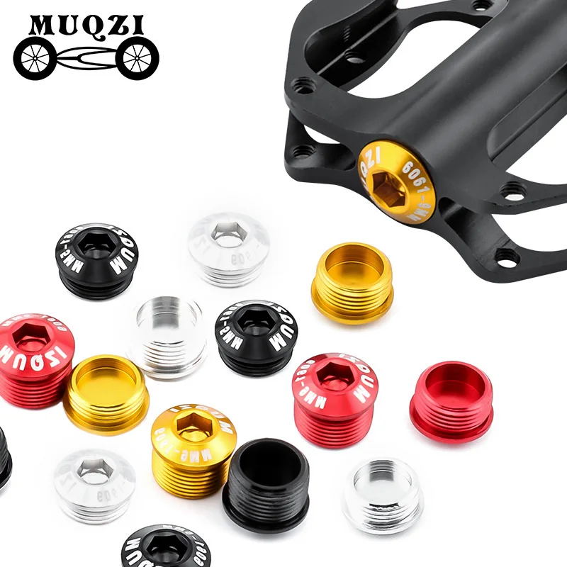 MUQZI 2PCS Bicycle Pedal Cover Bolts M14x5/6.5/9mm Aluminum Bike Pedal Dust-protection Screw MTB Road Cycling Repair Parts