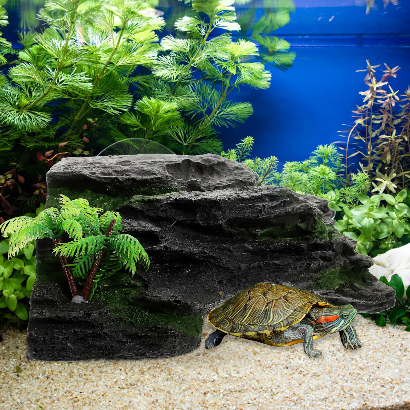

Aquarium Turtle Basking Platform Large Realistic Climbing Ornament for Turtle Tank Decoration Reptile Rest Stand Tortoise