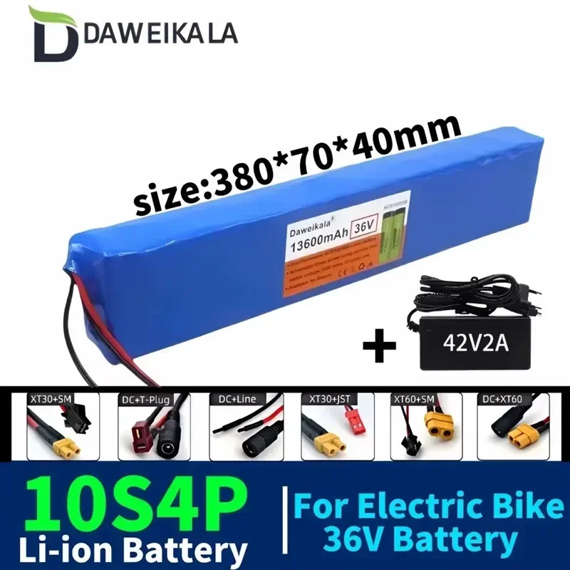 36V10S4P 13.6Ah high-power battery original 18650 lithium-ion battery pack suitable for 42V2A charger, with BMS protection board