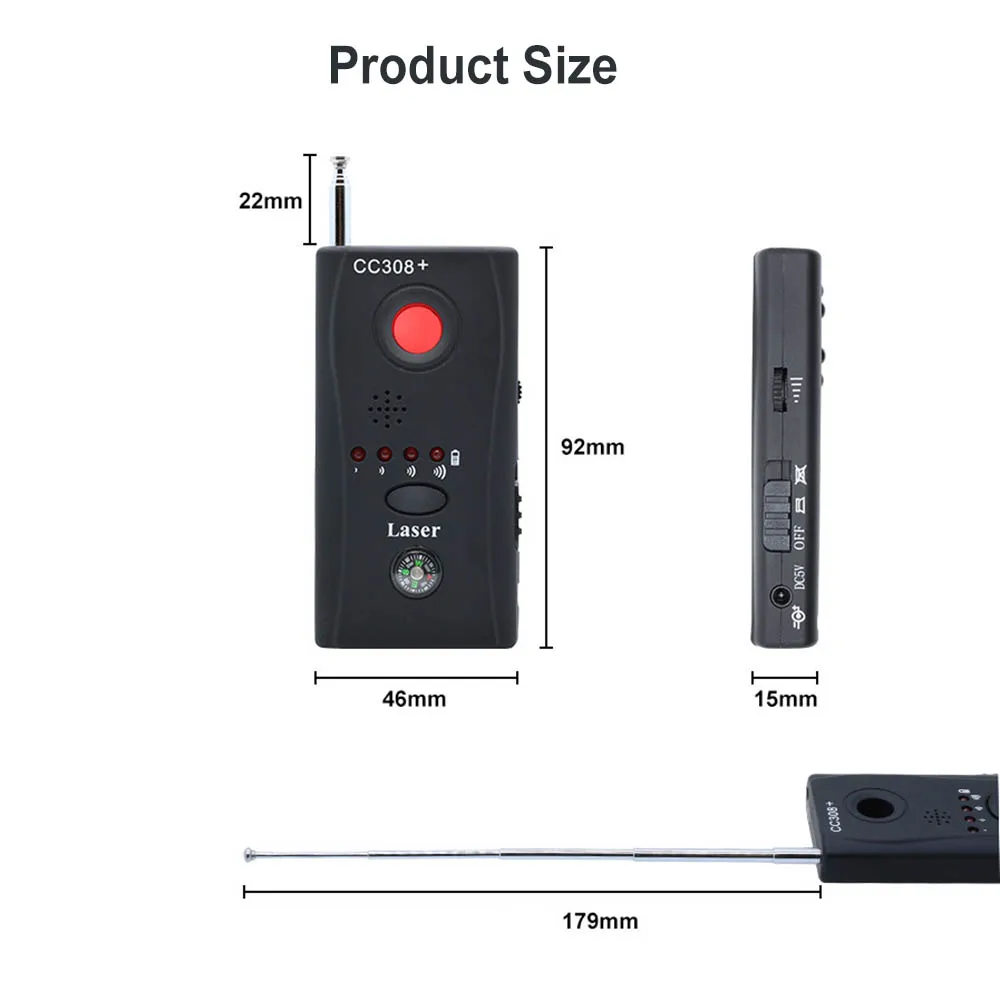 Multi-Function Device Finder CC308+ Camera Lens Signal Detector Radio Wave Signal Full-Range WiFi RF GSM Tracker Camera Finder
