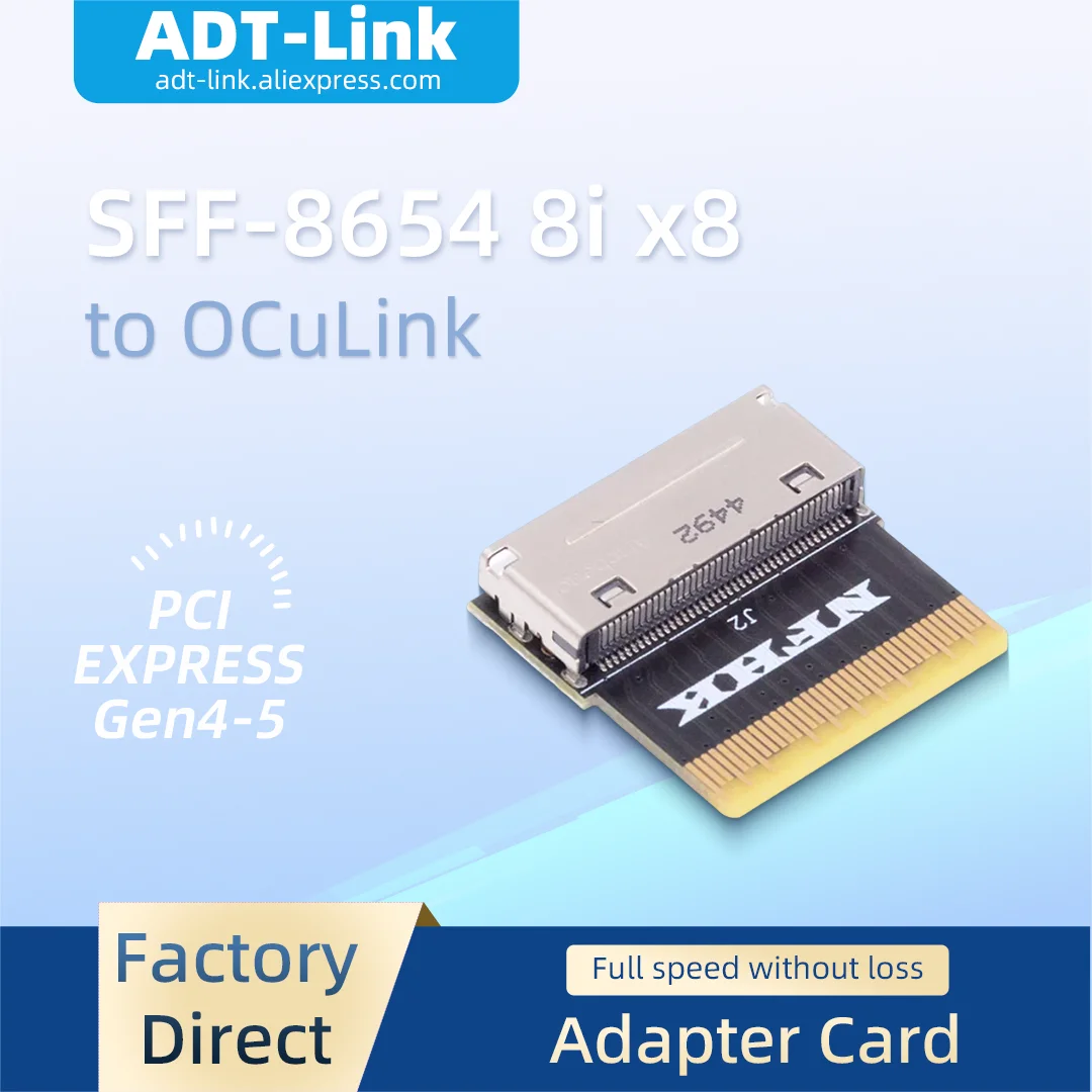 MCIO 8X to 8612 8X Gen4 Gen5 ‌Expansion Card PCIE 4.0/ 5.0 SFF-8654 8i x8 to OCuLink SFF-8612 x8 Adapter Card