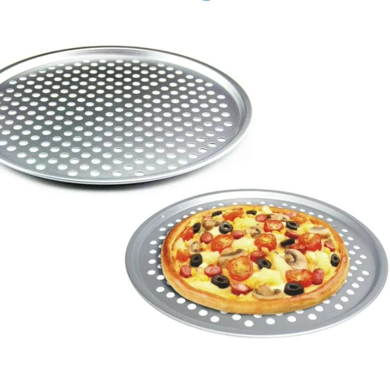 Custom Carbon Steel Kitchen Baking Round Mesh Pizza Tray