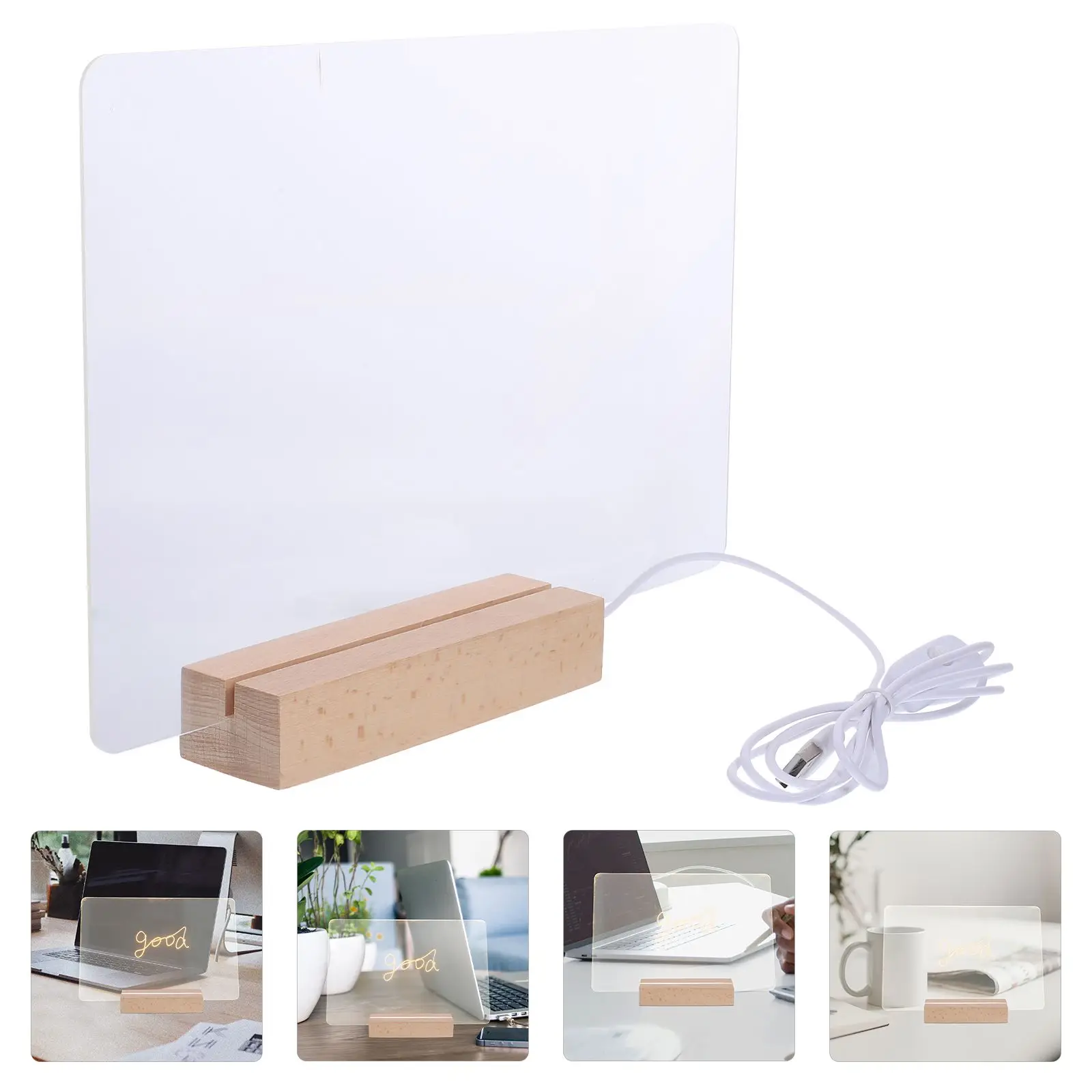 Acrylic Note Board Erasable Writing Office Memo Tabletop Lamp Message Large Warm Light Night Practical Whiteboard