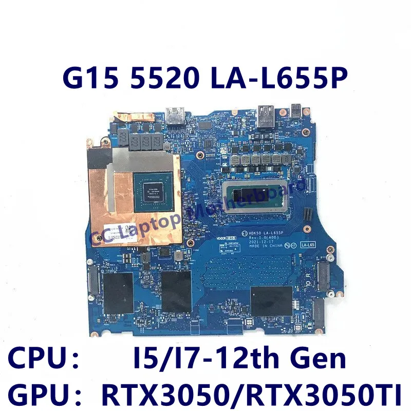 

Материнская плата LA-L655P для ноутбука DELL G15 5520, материнская плата с процессором I5/I7-12-го поколения RTX3050/RTX3050TI, 100% полностью протестирована, работает хорошо