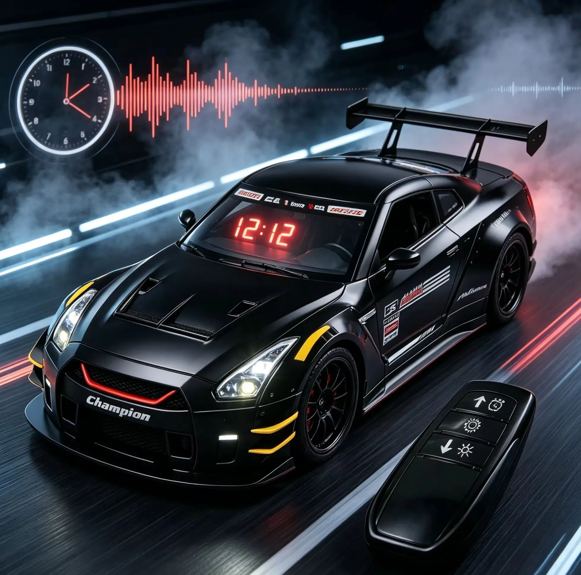 

Unique Racing Car Appearance Style, Built Vivid Sound Effects, Trendy Desk Clock With Smoke Effect Fashion Household Decor Gift