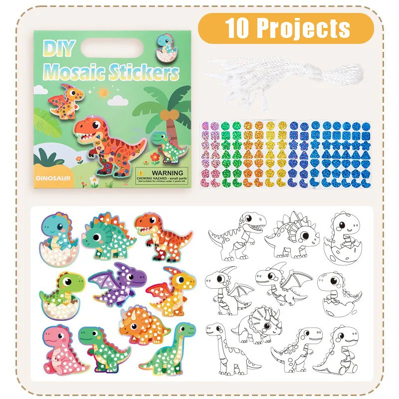 Holographic Mosaic Princess Mermaid  Art Set DIY Craft Kit Foil Stickers For Birthday Gift For Travel Gift DIY Decor
