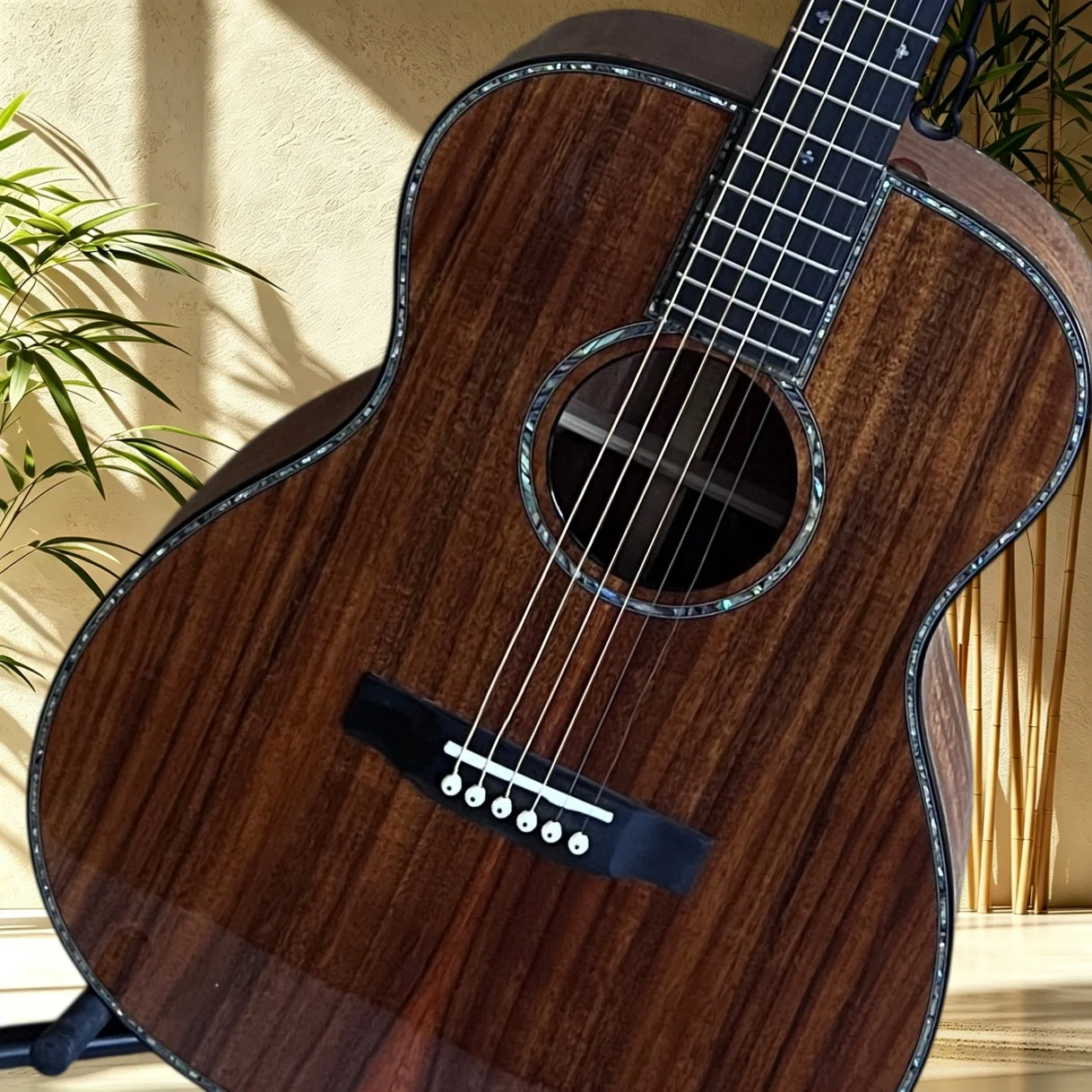 OM42 Solid Acoustic Guitar All Koa Wood Ebony Fretboard Shell Inlay Binding Natural Gloss Finish Folk Blues Pop Fingerstyle New