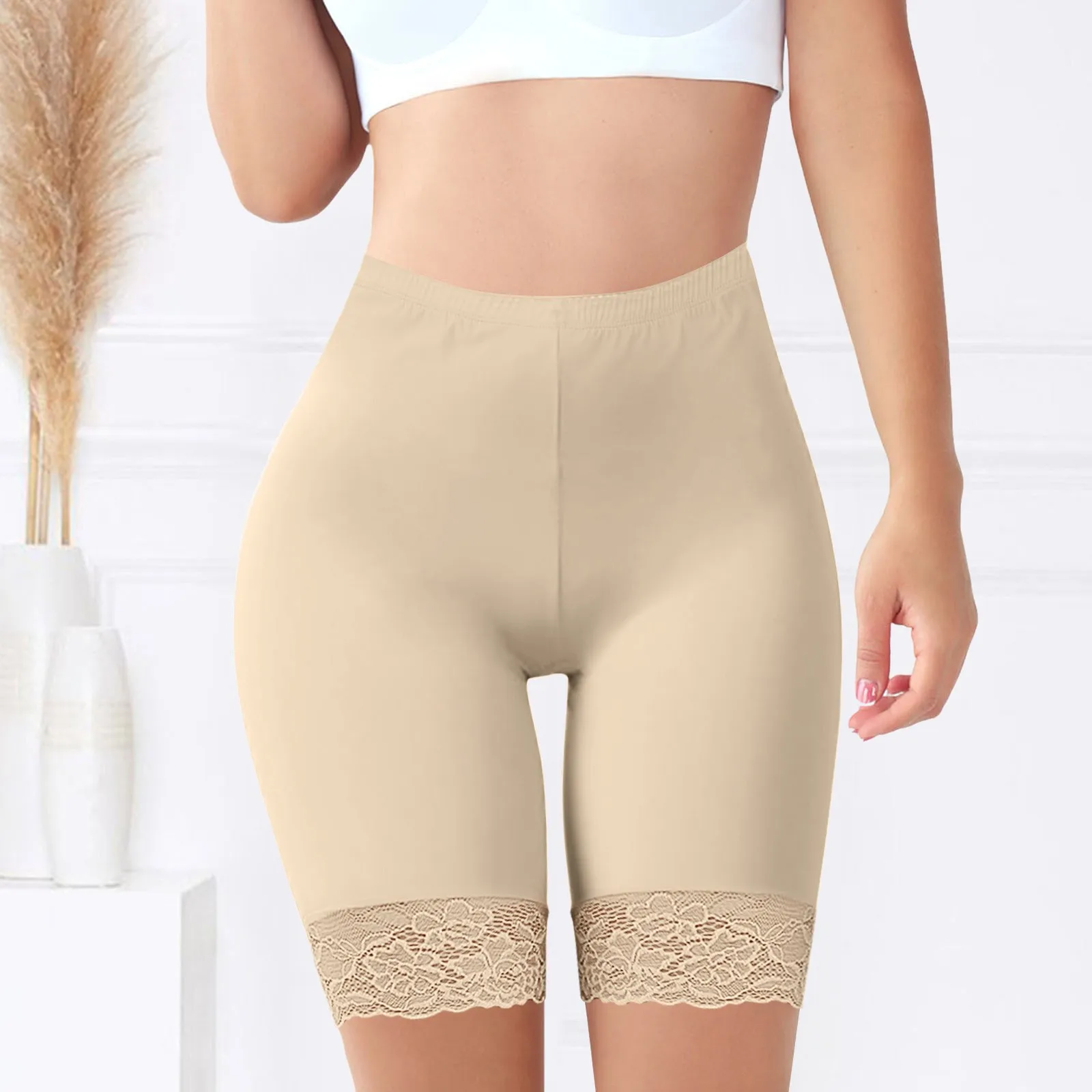 Women Safety Pants Elastic Soft Comfortable Modal Material Nude/Black Shorts Lace Safety Short Pants Female Lingerie Leggings