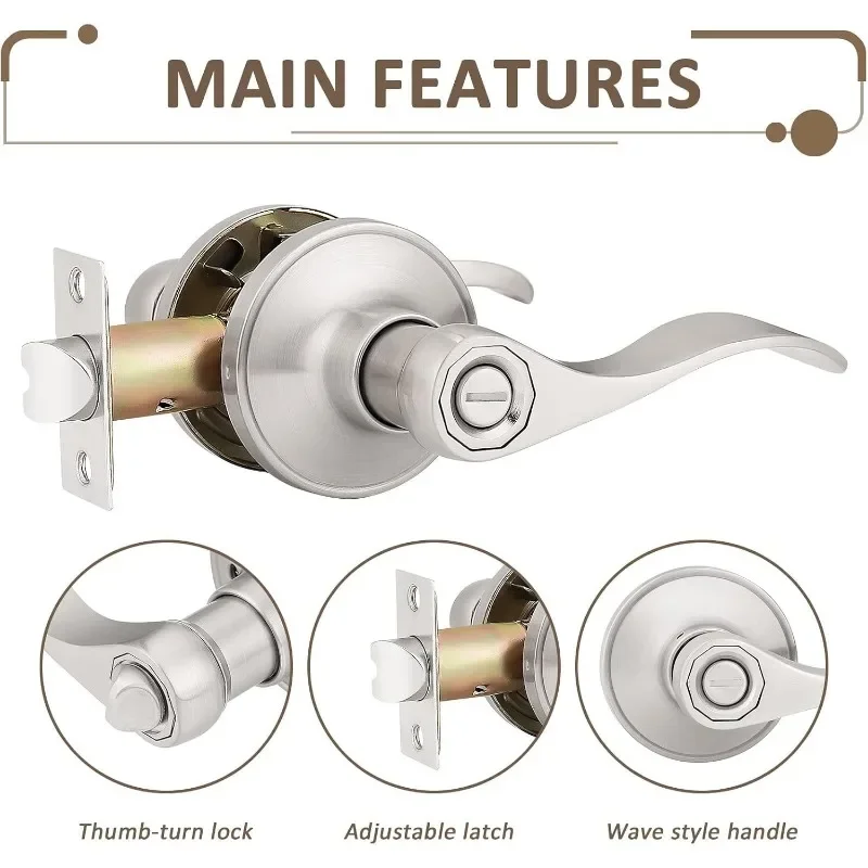 Probrico 10 Pack Privacy Door Lever Thumb Turn Lock on The Inside, Locking Door Handle Set for Bedroom & Bathroom Doors