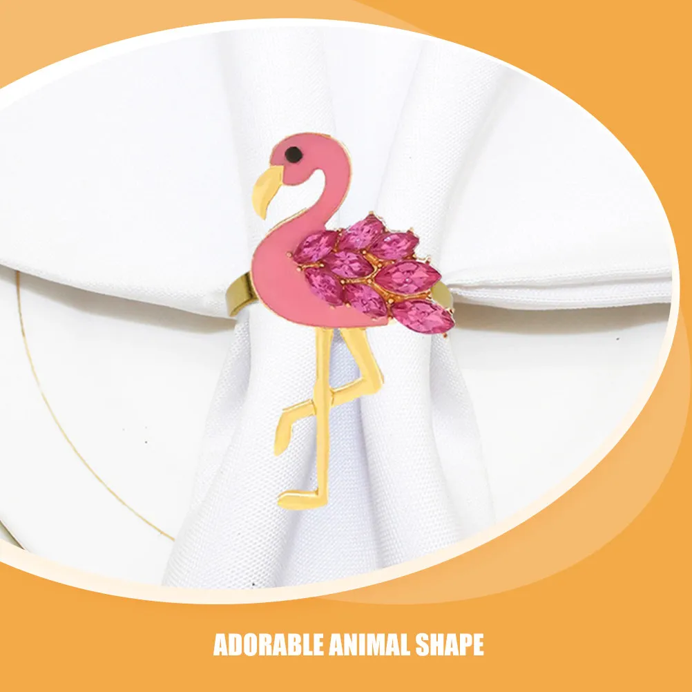 4Pcs Flamingo Napkin Rings Alloy Cute Animal Design Table Decor Napkin Clasps for Wedding Party Family Gatherings