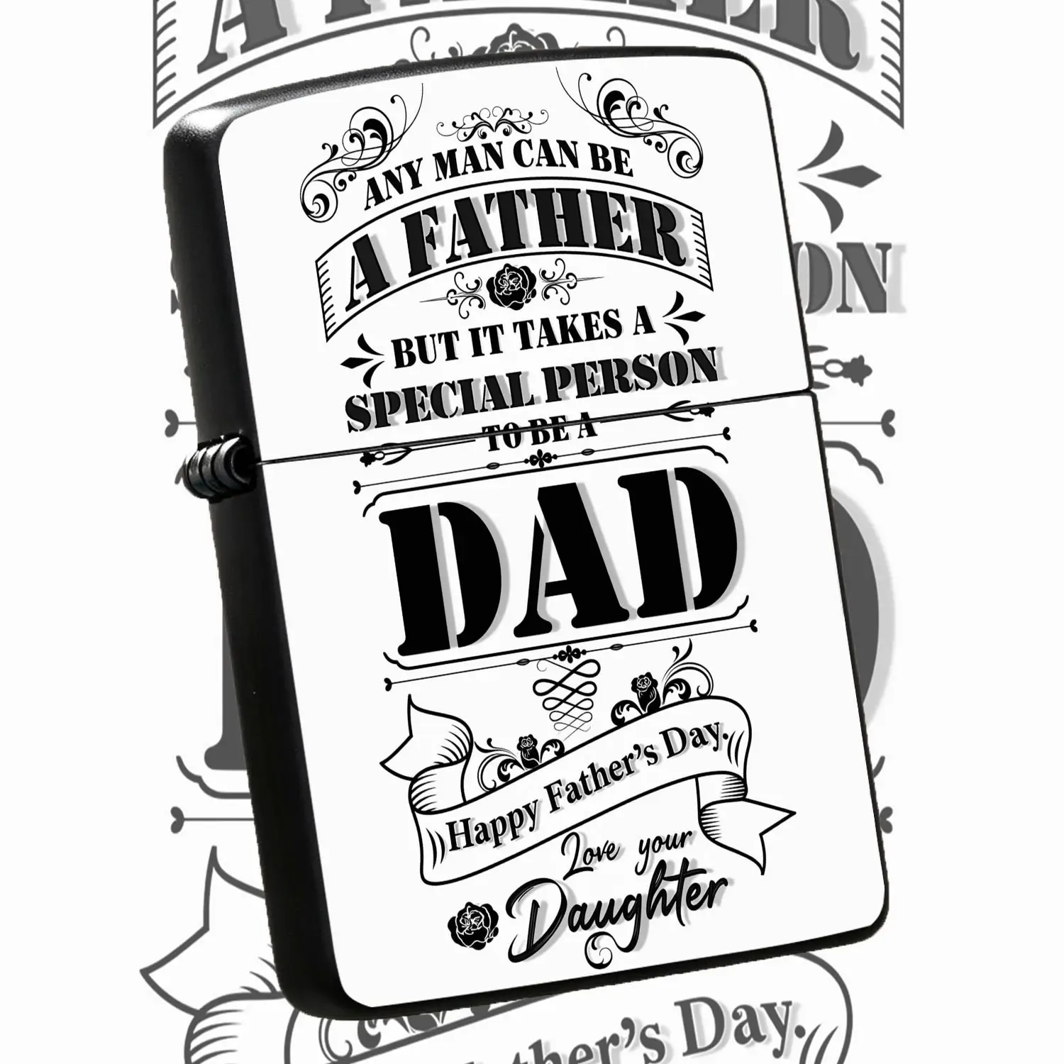 Vintage Decorative Father'S Day Lighter With Loving Words From Daughter, Exquisite Patterned Practical Daily Use Accessory, Thoughtful Surprise Gift For Dad On Father'S Day, Casual Portable Nice Present For Various Comm A Humorous And Inter