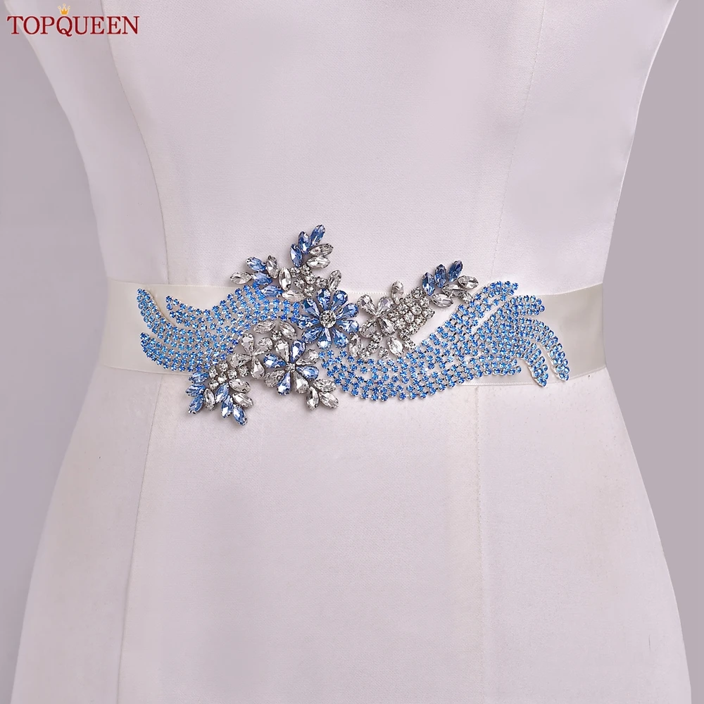 TOPQUEEN Bruids Bruiloft Riem Betaalbare Decoratieve Lint Strass Sjerp Damesaccessoires Moederschap Plus Size Riem S273