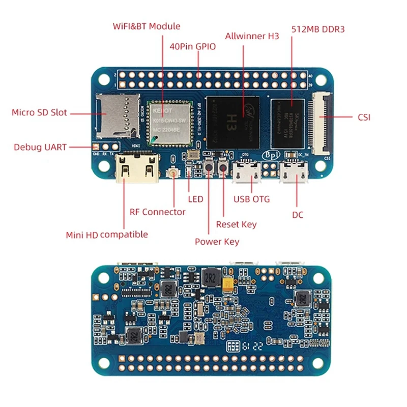 For Banana Pi BPI-M2 Zero Allwinner H3 4-Core 512MB DDR3 RAM Open Source PC Development Board+Acrylic Case+Heat Sink Kit