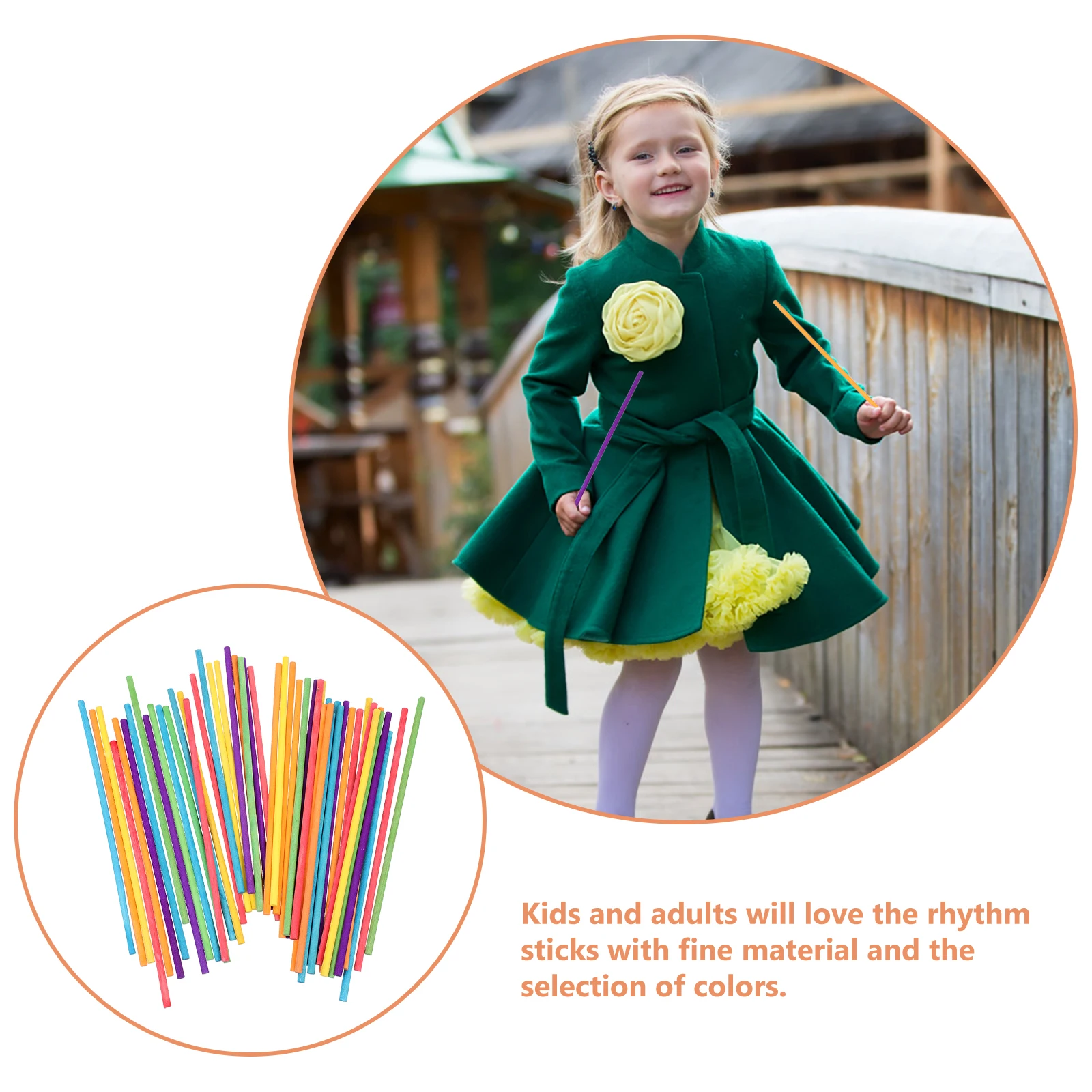 

100Pcs Natural Wood Musical Sticks Educational Tools for Cognitive Creative Development in Class Musical Sticks