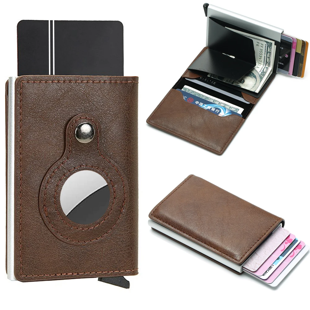 Card Holder Rfid For AirTag Men Wallets Money Bags Anti PU Leather Wallet For Apple Air Tag Male Purses Smart Cover Case 2022