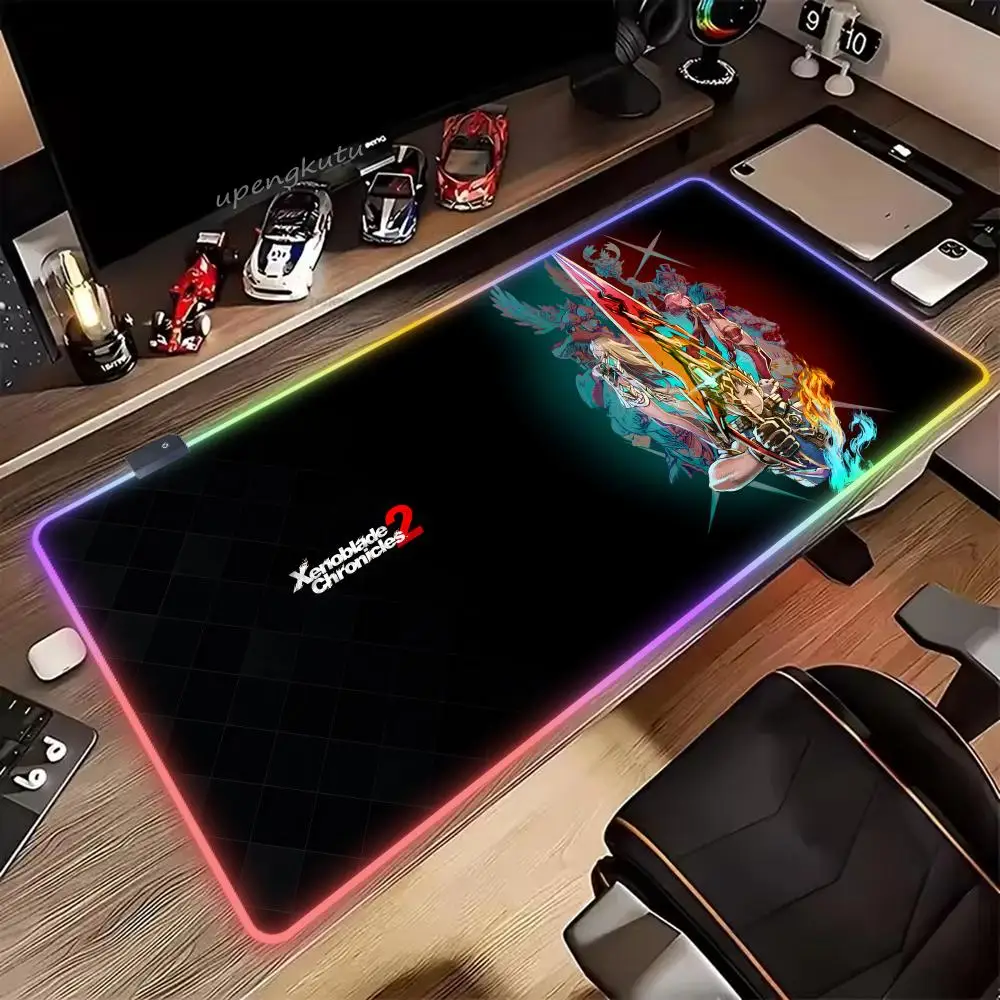 

Коврик для мыши X_Xenoblades_S RGB HD XXL, милый коврик для мыши и клавиатуры, большой коврик для ПК, игровой коврик для ноутбука, светодиодный настольный коврик