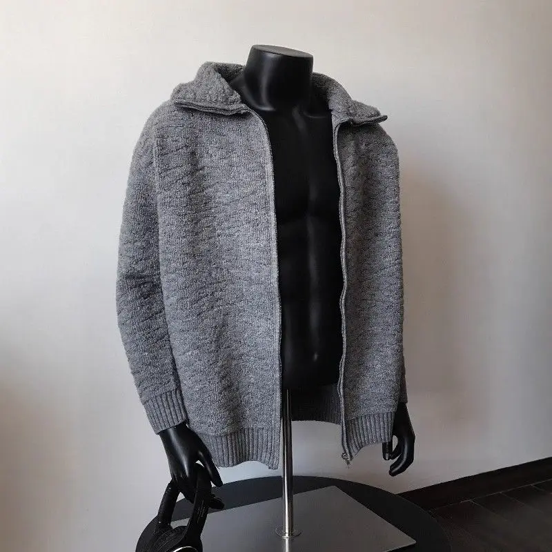 

Laid-ba Sle вязаный свитер на молнии, мужской теплый повседневный универсальный осенне-зимний новый модный открытый кардиган для пары